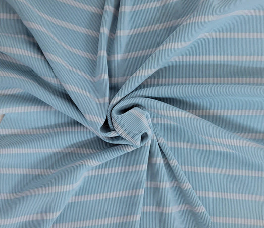 Blue Stripe 1x1 Rib Nylon Spandex