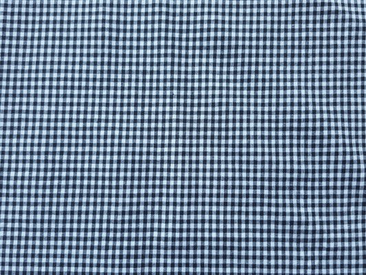 Black and White Gingham Woven Cotton Stretch Poplin