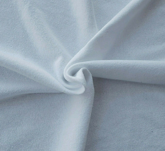 White Cotton Sweater Knit Back Fleece Fabric by Yard 330GSM