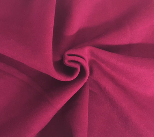 Wine Cotton Blend Fleece Knit Fabric 320GSM