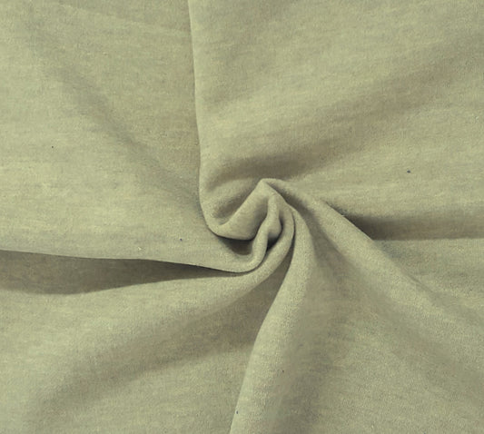 Washed Green Cotton Blend Fleece Knit Fabric 310GSM