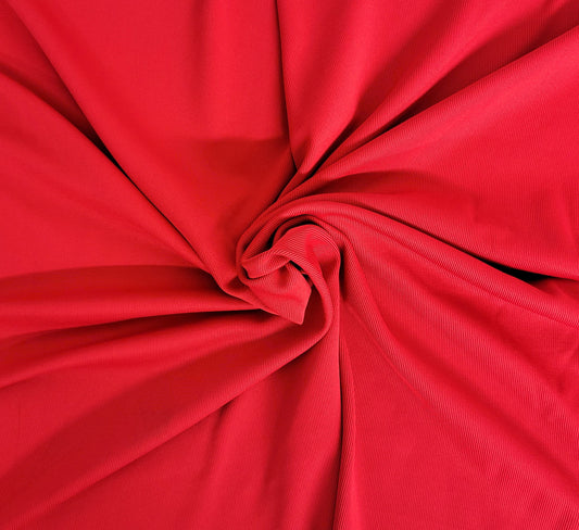 Bright Red Nylon Spandex 1x1 Rib Knit
