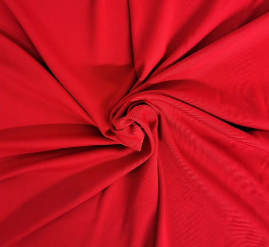 Deep Red Nylon Spandex 1x1 Rib Knit