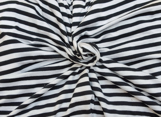 Black & White 1/4" Stripes Modal Spandex Jersey