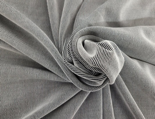 Tencel Blend Spandex 1x1 Rib Black Gray Yarn Dye