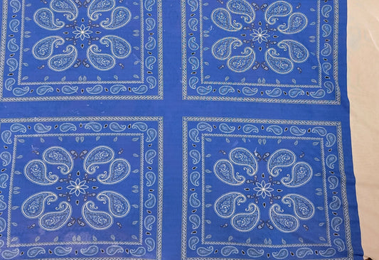 Blue Paisley Print Stretchy Mesh Panels Polyester Spandex