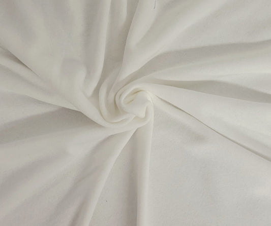 White Cotton Blend Loop Terry Knit
