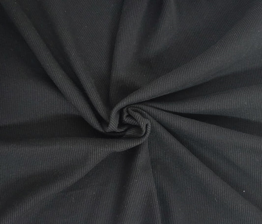 Black 100% Organic Cotton 2x2 Rib Knit