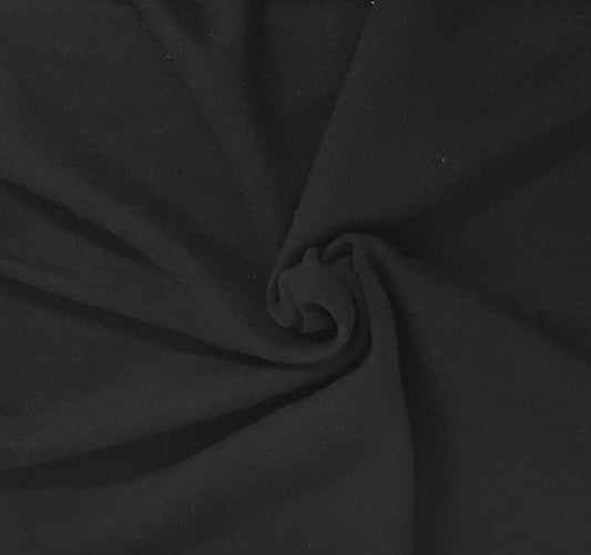 Black 100% Cotton Pre Washed Fleece Knit 420GSM 20.8 oz