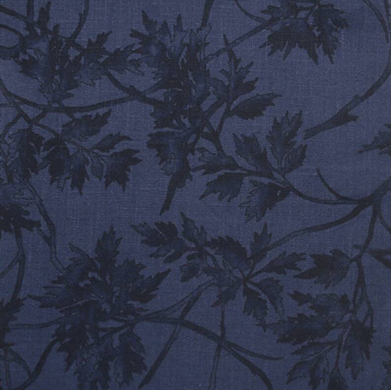 100% Linen Navy with Flowers Print #1