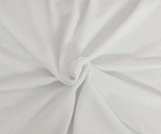 White Modal Cotton Spandex Stretchy Thermal Knit Waffle Weave