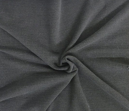 Black French Terry Knit Prewashed Cotton Tencel Spandex