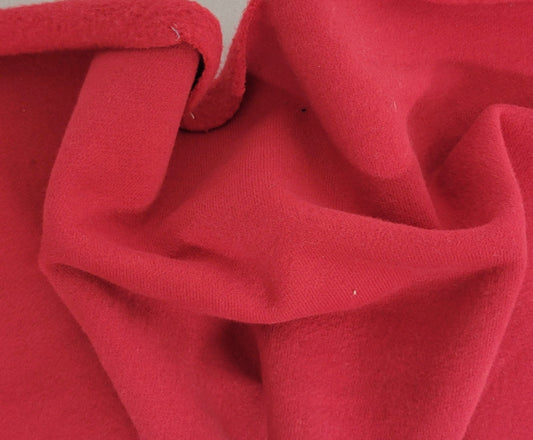 Bright Red Cotton Blend Fleece Knit