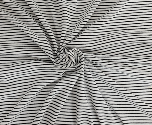 Black White Yarn Dye Stripe Baby Hacci Sweater Knit Poly Cotton Spandex