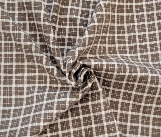 Brown White Yarn Dye Cotton Flannel Check