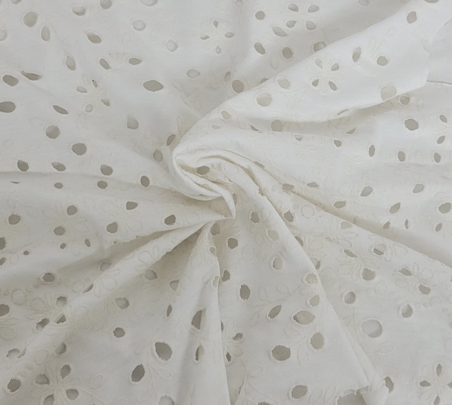 White Eyelet Cotton Jersey Knit 150 GSM