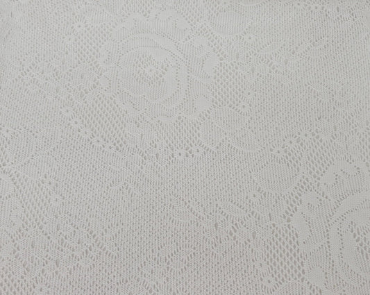 Off White Polyester Crochet Knit Lace