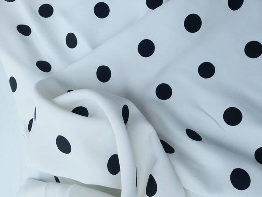 Black Quarter Size Polka Dot on White Rayon Acetate
