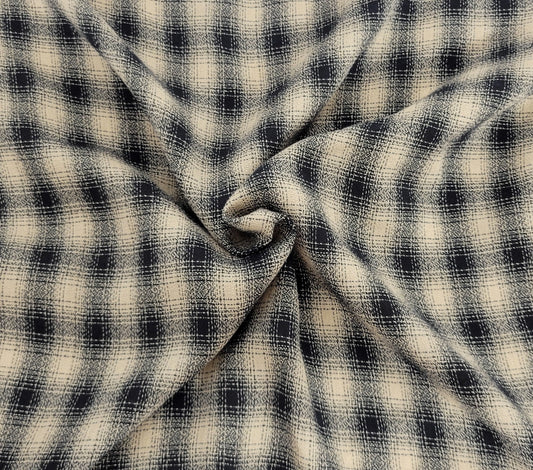 Yarn Dye Plaid Rayon Blend Black / Khaki