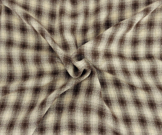 Yarn Dye Plaid Rayon Blend Brown / Khaki