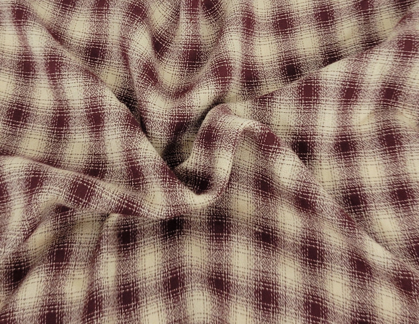 Yarn Dye Plaid Rayon Blend Wine / Khaki