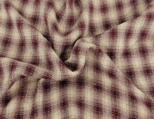 Yarn Dye Plaid Rayon Blend Wine / Khaki