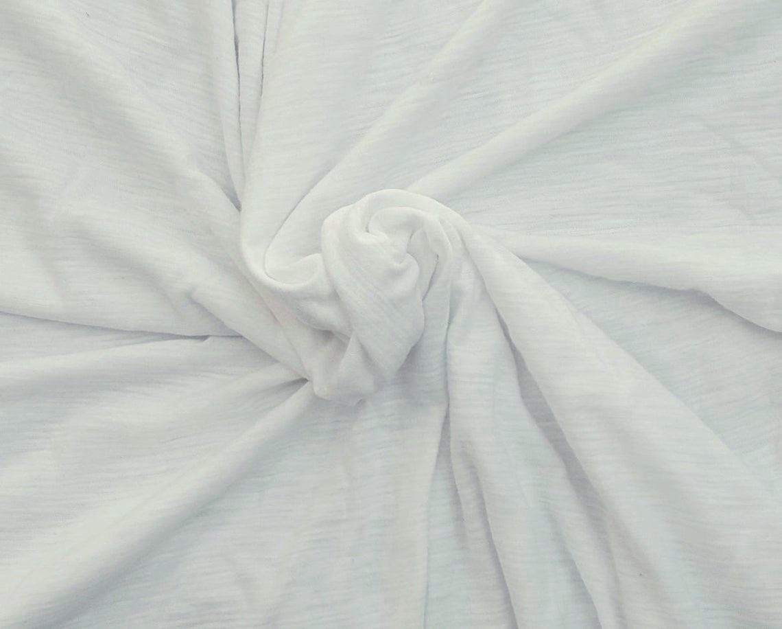 white cotton slub jersey knit fabric by the yard in los angeles for t shirts, vintage shirts