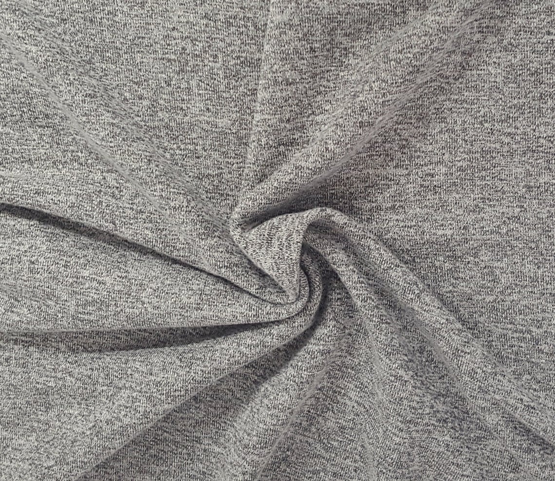 Heather gray heavy weight cotton french terry knit fabric by the yard and  wholesale