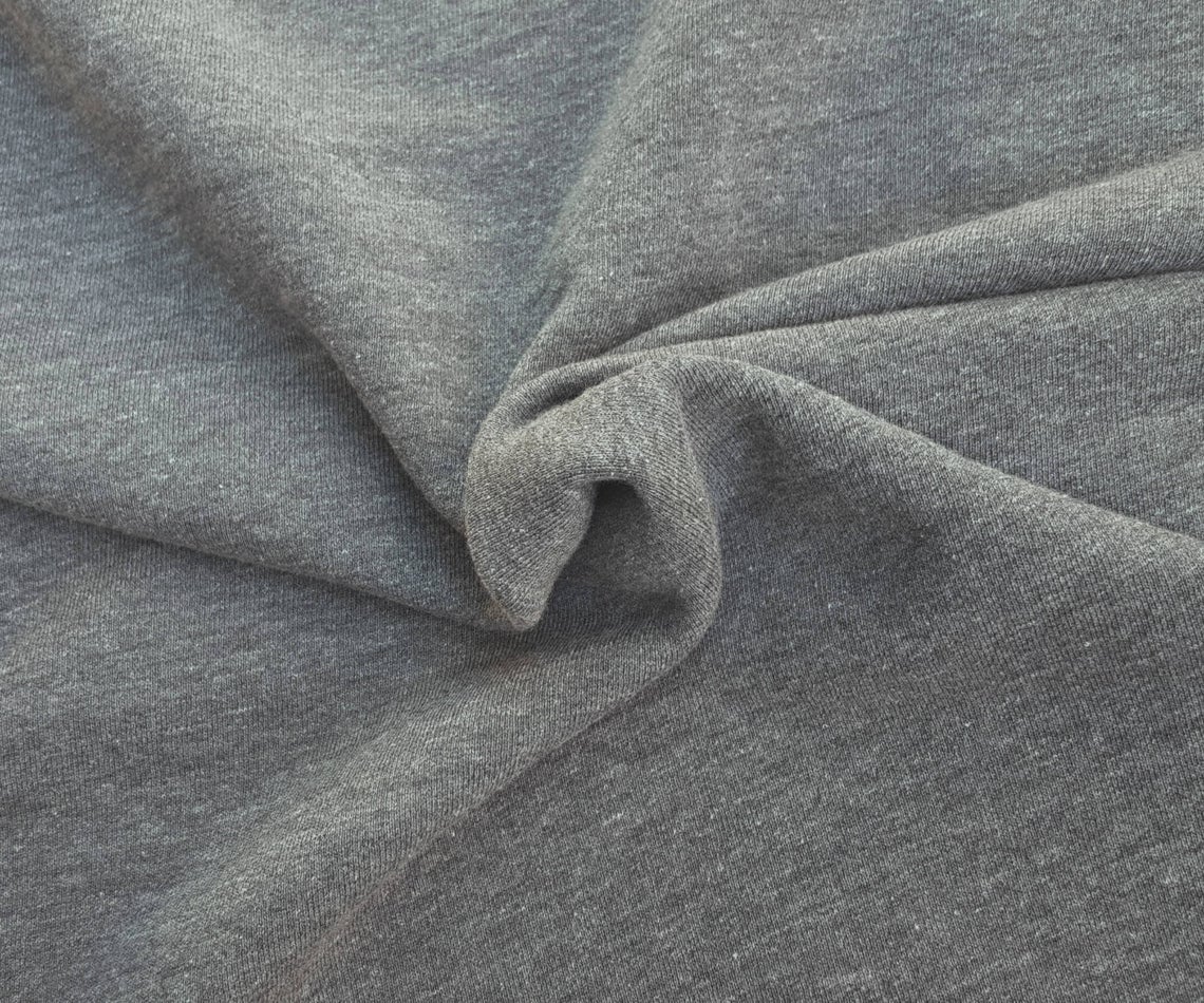 charcoal gray heavy weight cotton french terry knit fabric by the yard ...