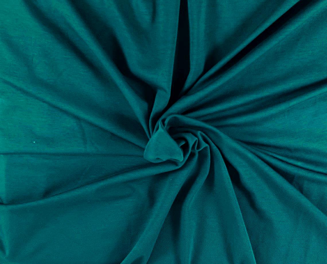 Doorweekt Altaar En Teal bamboo spandex jersey knit fabric by the yard, retail and wholesale in  los angeles