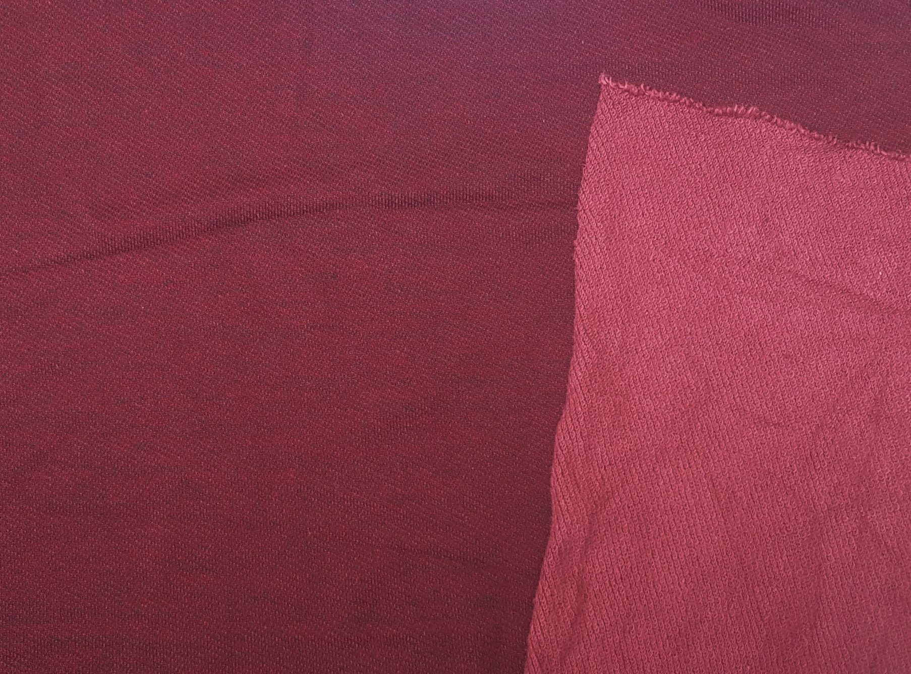 burgundy cotton french terry knit fabric by the yard and wholesale